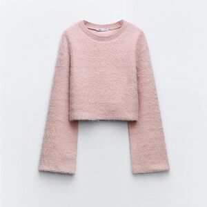 Zara - Faux Fur Sweater - L - Pastel Pink